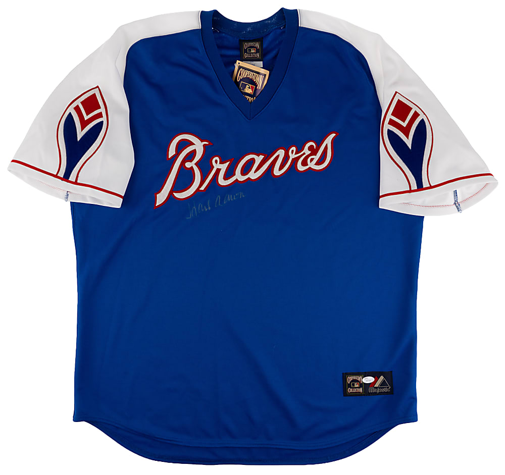 Hank Aaron Signed Atlanta Braves Cooperstown Collection Jersey with JSA LOA