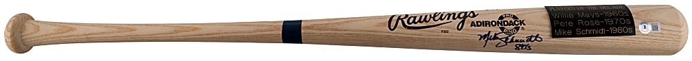 Players of the Decade Bat Signed & Inscribed by Willie Mays, Pete Rose & Mike Schmidt - Beckett LOA