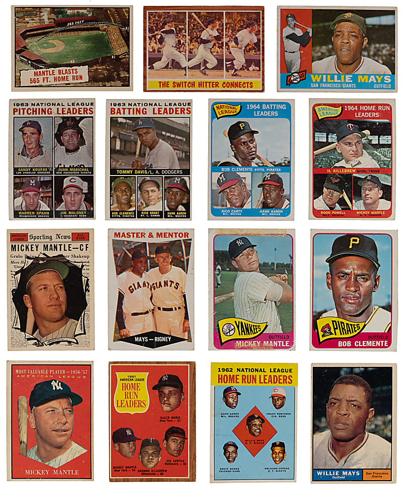 1960-1965 Topps Hall of Fame Superstar Group (15) with (7) Mickey Mantle