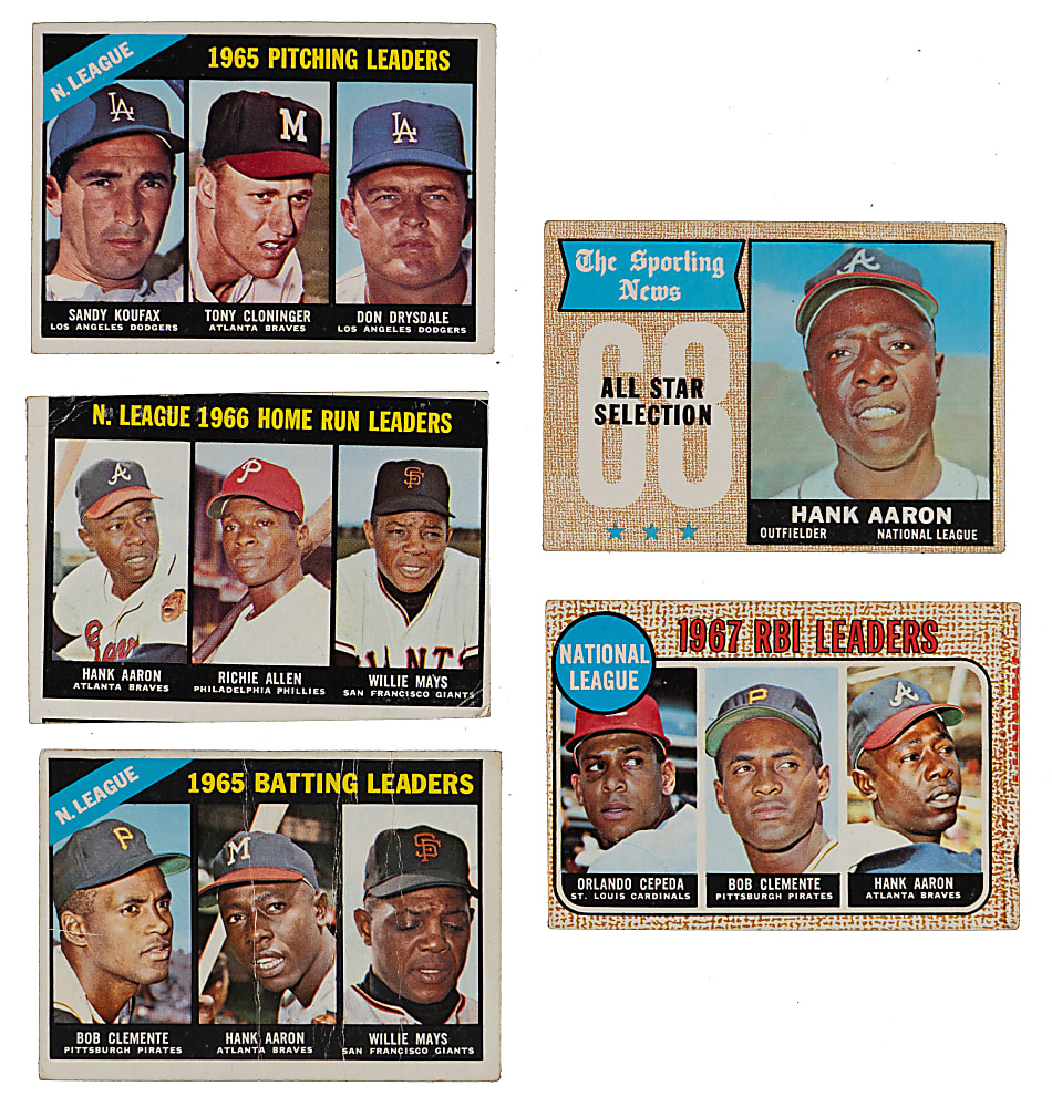 1966-1969 Topps Hall of Fame Superstar Collection (13) with Aaron, Koufax, Mantle & Mays