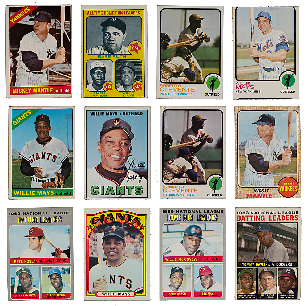 1964-1974 Topps Hall of Fame Superstar Collection (16) with Aaron, Clemente, Mantle & Mays