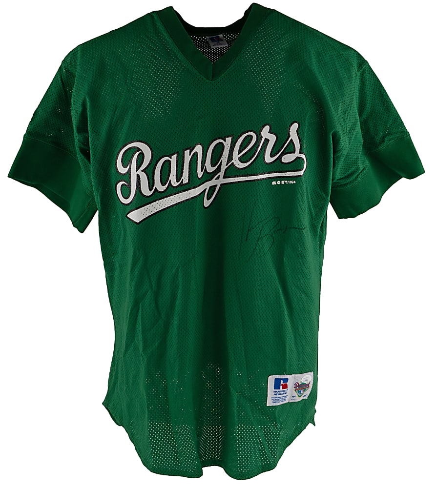 1993-1994 Kevin Brown Signed Game-Used Texas Rangers St. Patrick's Day Batting Practice Jersey - JSA & MEARS
