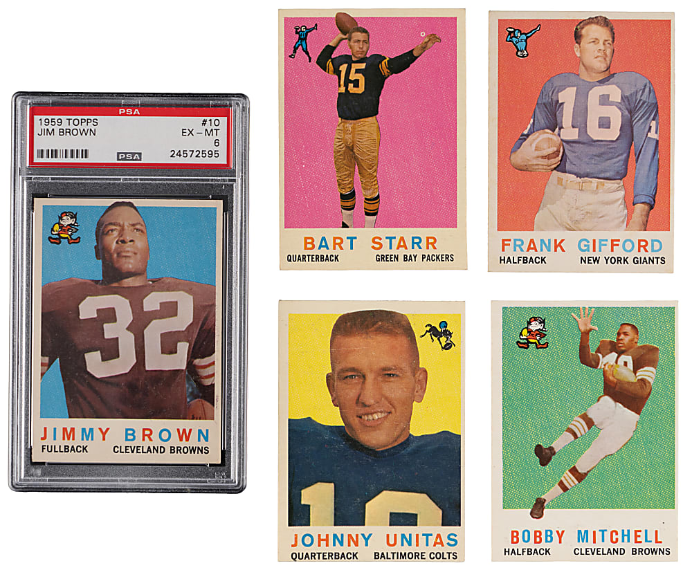 1959 Topps Football Complete Set (176) with PSA EX-MT 6 Jim Brown