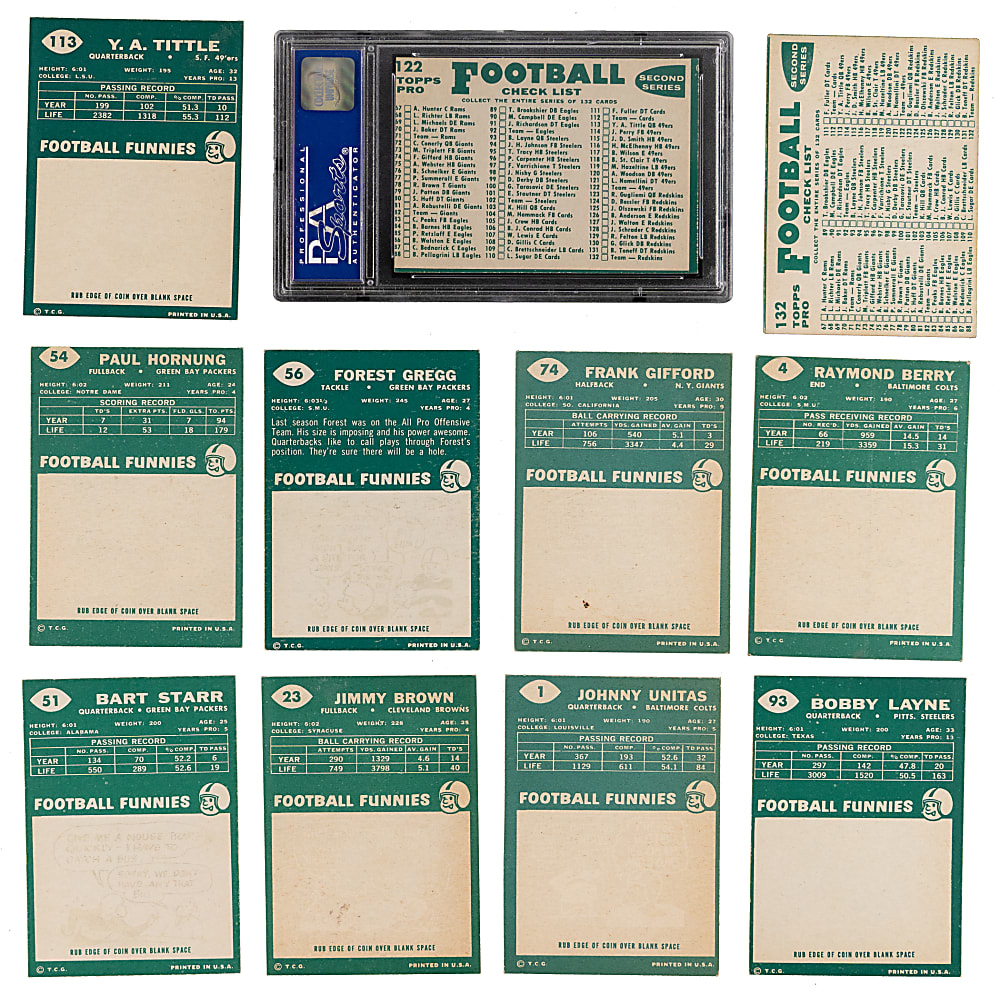 1960 Topps Football Complete Set (132) with One PSA Graded - Clean!