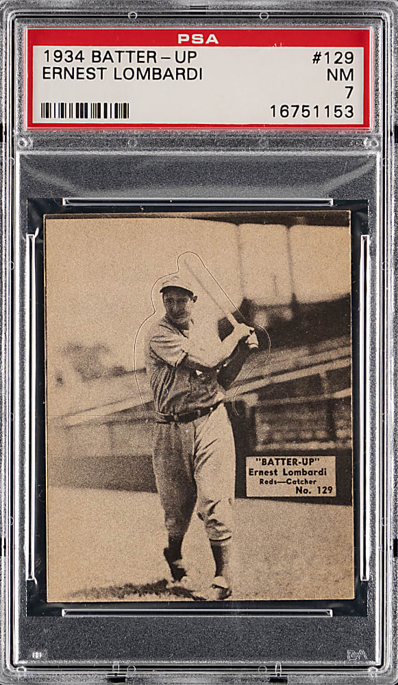 1934-1936 Batter-Up #129 Ernie Lombardi High Number PSA NM 7
