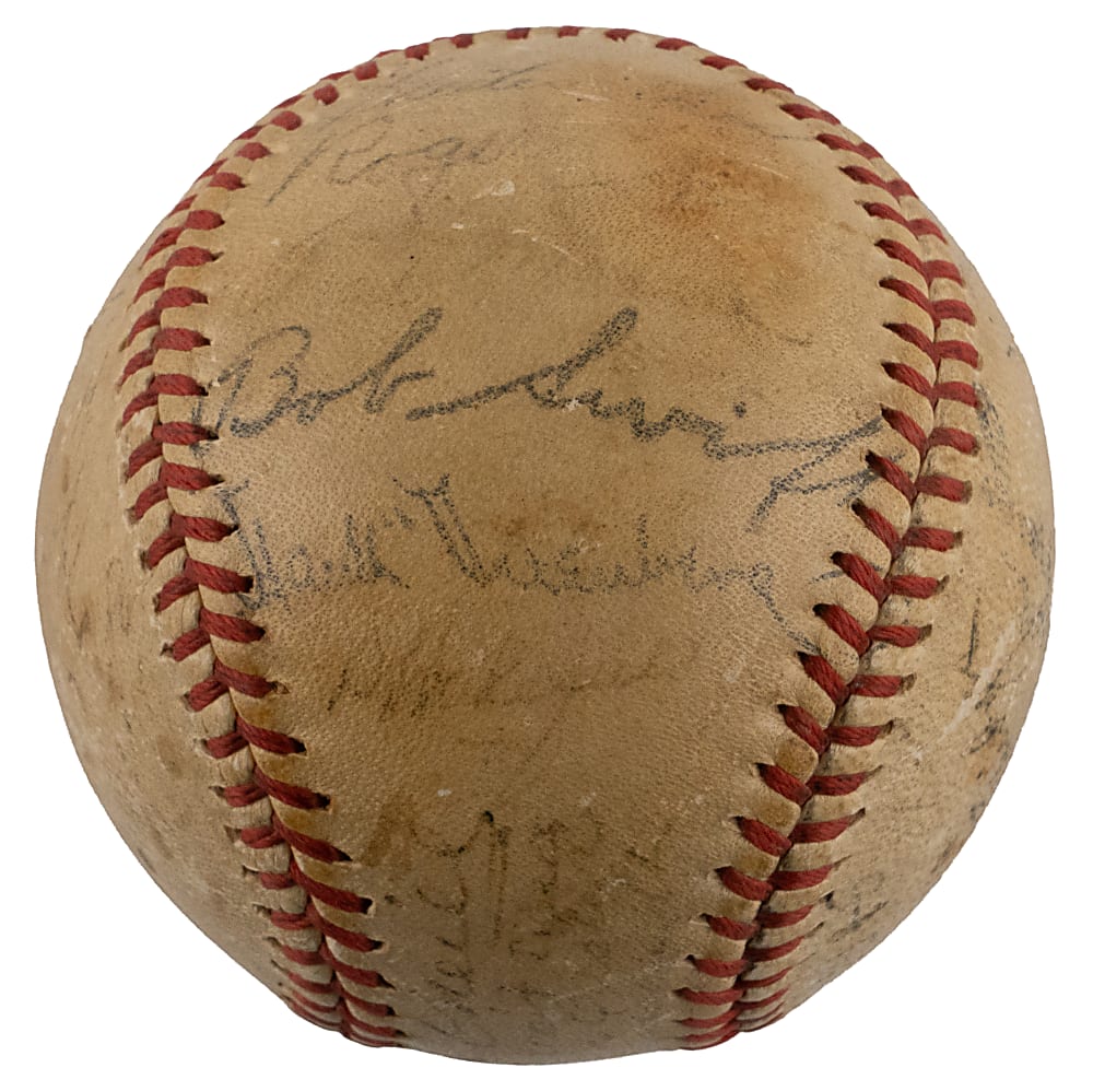 1945 World Champions Detroit Tigers Team-Signed Baseball (27) Including Hank Greenberg - PSA LOA