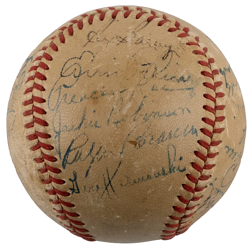 1950 Brooklyn Dodgers Team-Signed Baseball with (27) Signatures Including Jackie Robinson & Roy Campanella - PSA/DNA LOA