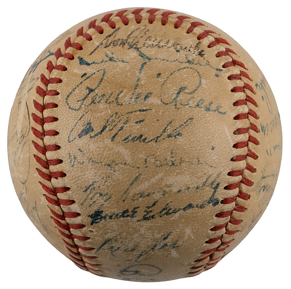 1950 Brooklyn Dodgers Team-Signed Baseball with (27) Signatures Including Jackie Robinson & Roy Campanella - PSA/DNA LOA