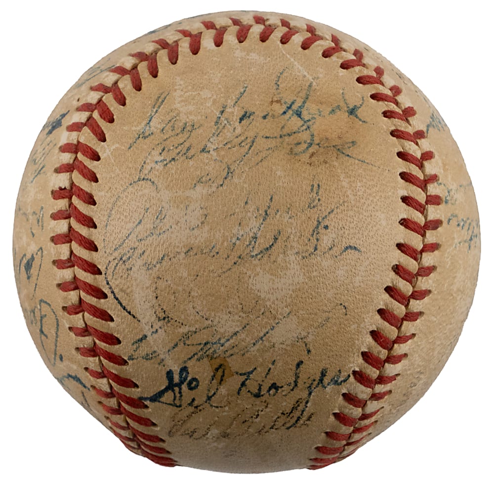 1950 Brooklyn Dodgers Team-Signed Baseball with (27) Signatures Including Jackie Robinson & Roy Campanella - PSA/DNA LOA