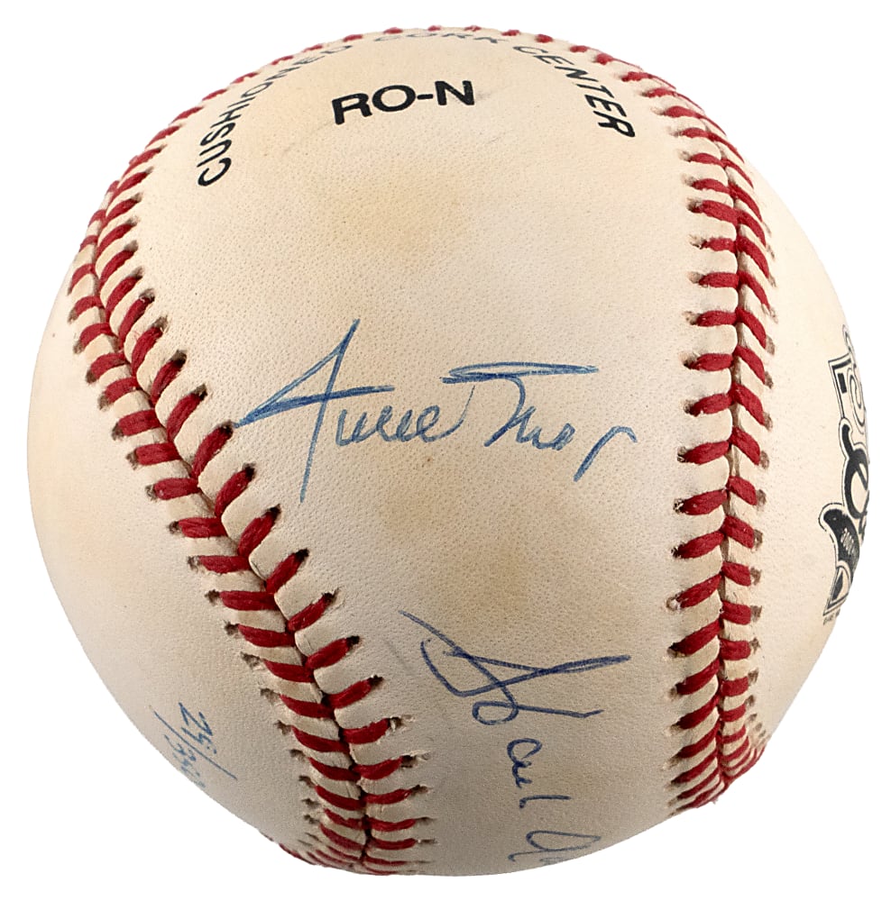3500 Club Signed White/ONL Baseball with Hank Aaron, Willie Mays & Eddie Murray (LE #29/350) - JSA LOA