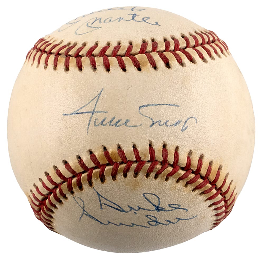 "Willie, Mickey & The Duke" Triple-Signed ONL/White Baseball - PSA/DNA LOA