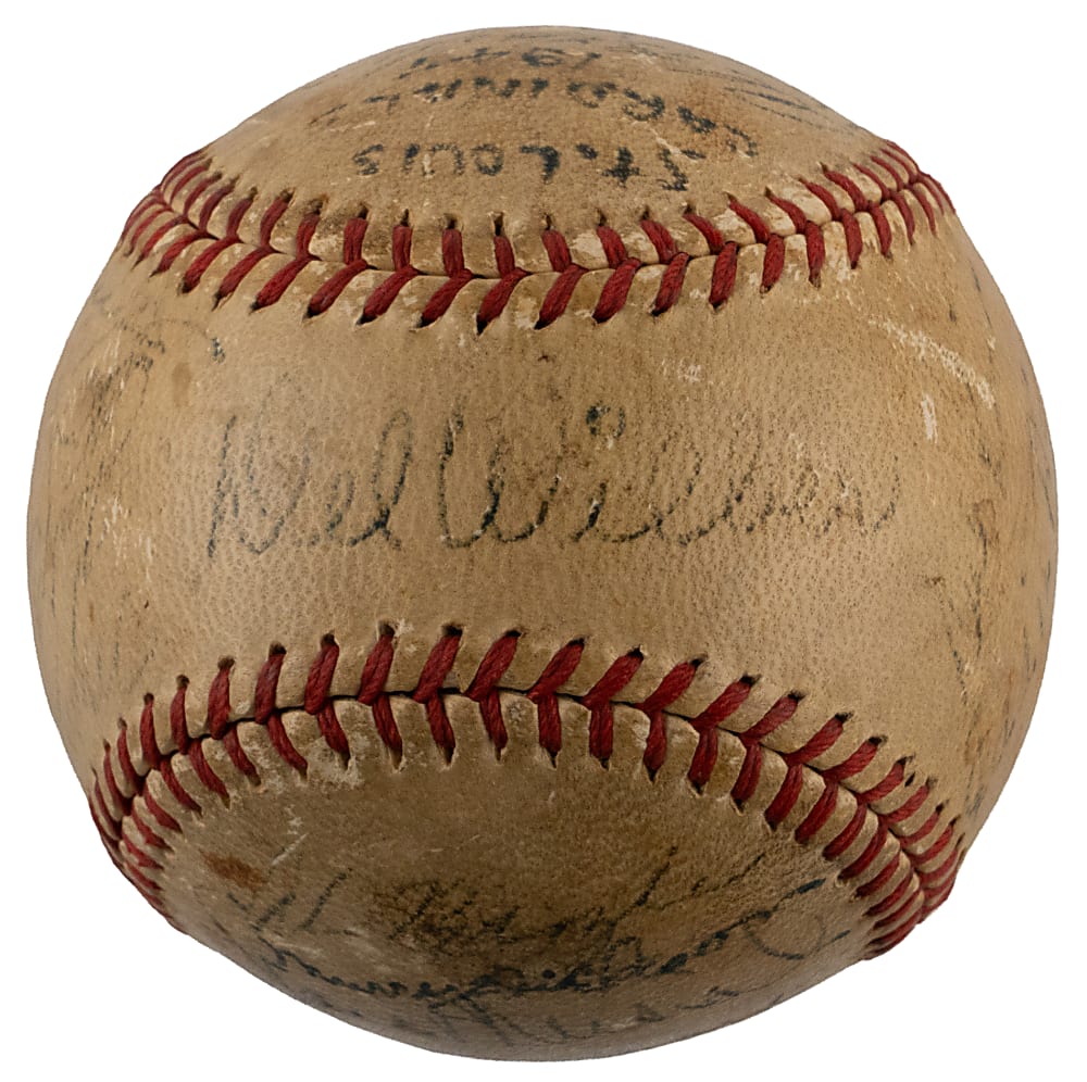 1947 St. Louis Cardinals Team-Signed Baseball (18) Including Stan Musial & Joe Medwick - PSA LOA