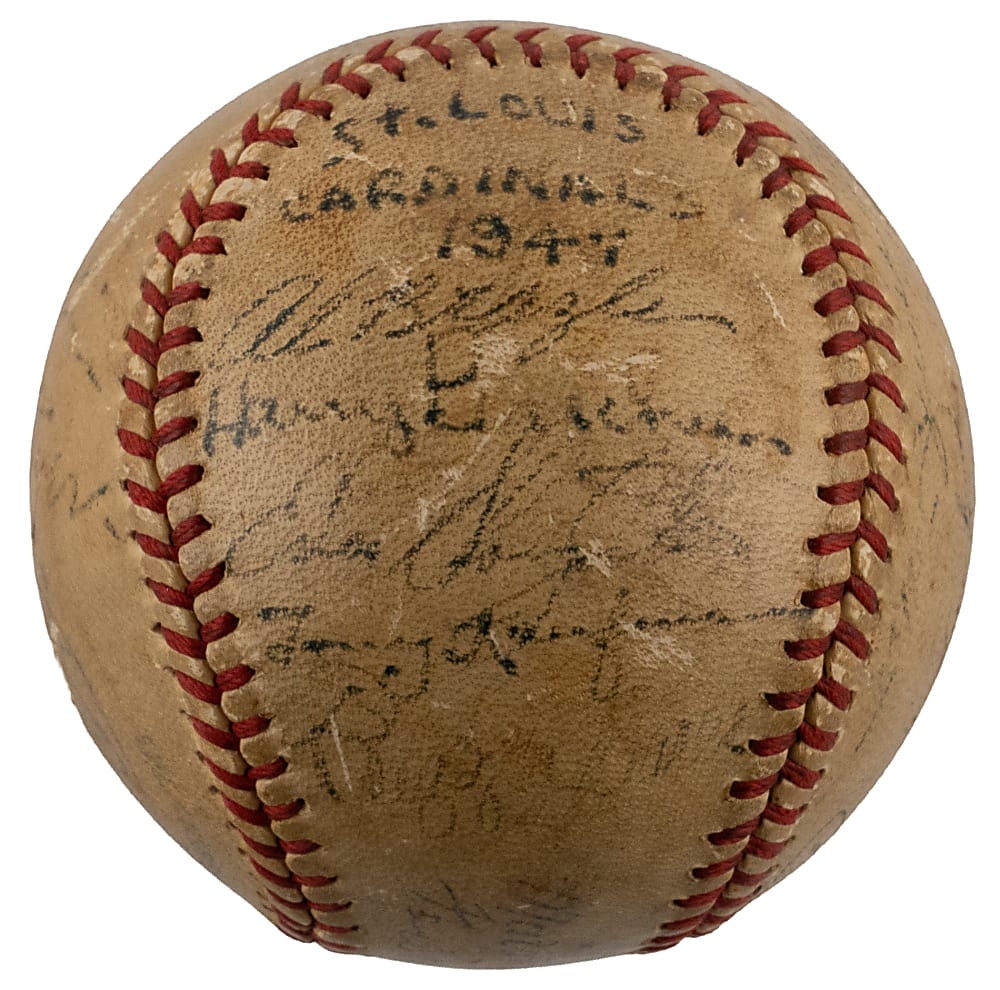 1947 St. Louis Cardinals Team-Signed Baseball (18) Including Stan Musial & Joe Medwick - PSA LOA