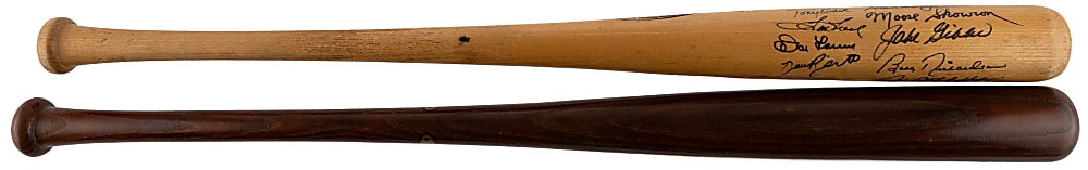 New York Yankees Signed Bat Pair with (19) Including (6) Hall of Famers & (2) Catfish Hunter - Both JSA