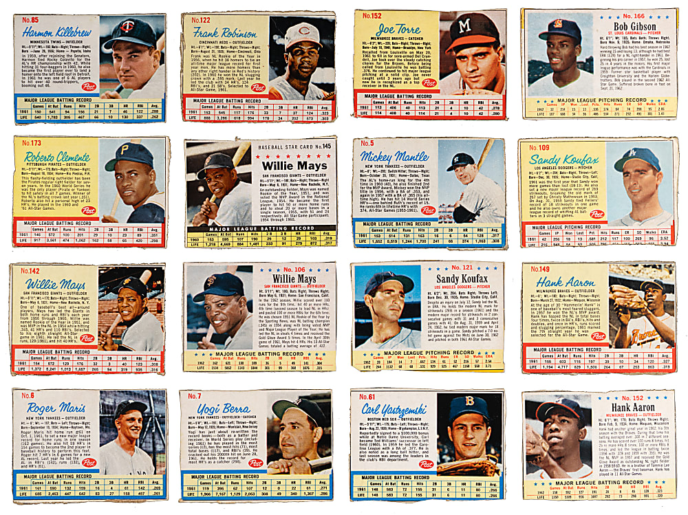 1961-1963 Post /Jell-O Collection (194) with 1962 Partial Set (115/200) & Several Keys