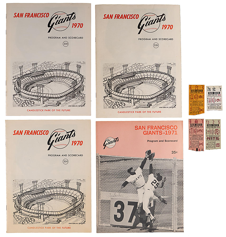 1970-1971 San Francisco Giants Program & Ticket Stub Collection (33) with (9) Willie Mays Home Runs Including (4) Ticket Stubs