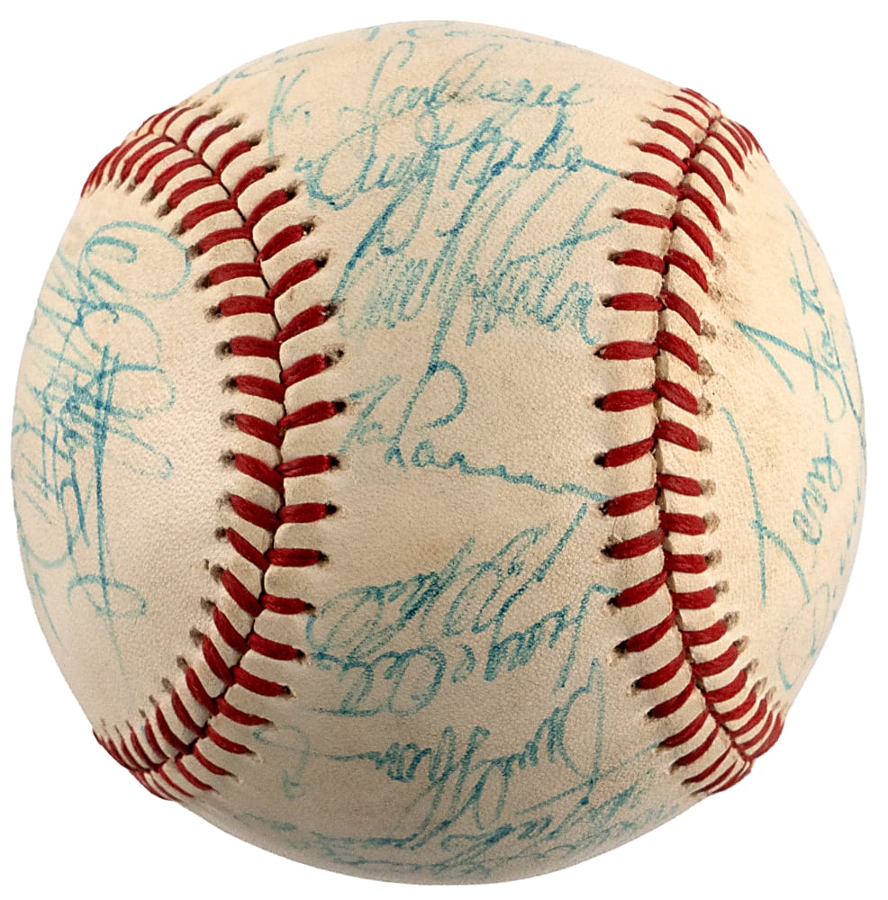 1982 Los Angeles Dodgers Team-Signed ONL/Feeney Baseball with (28) Signatures Including Lasorda, Valenzuela & Garvey Plus Full JSA LOA