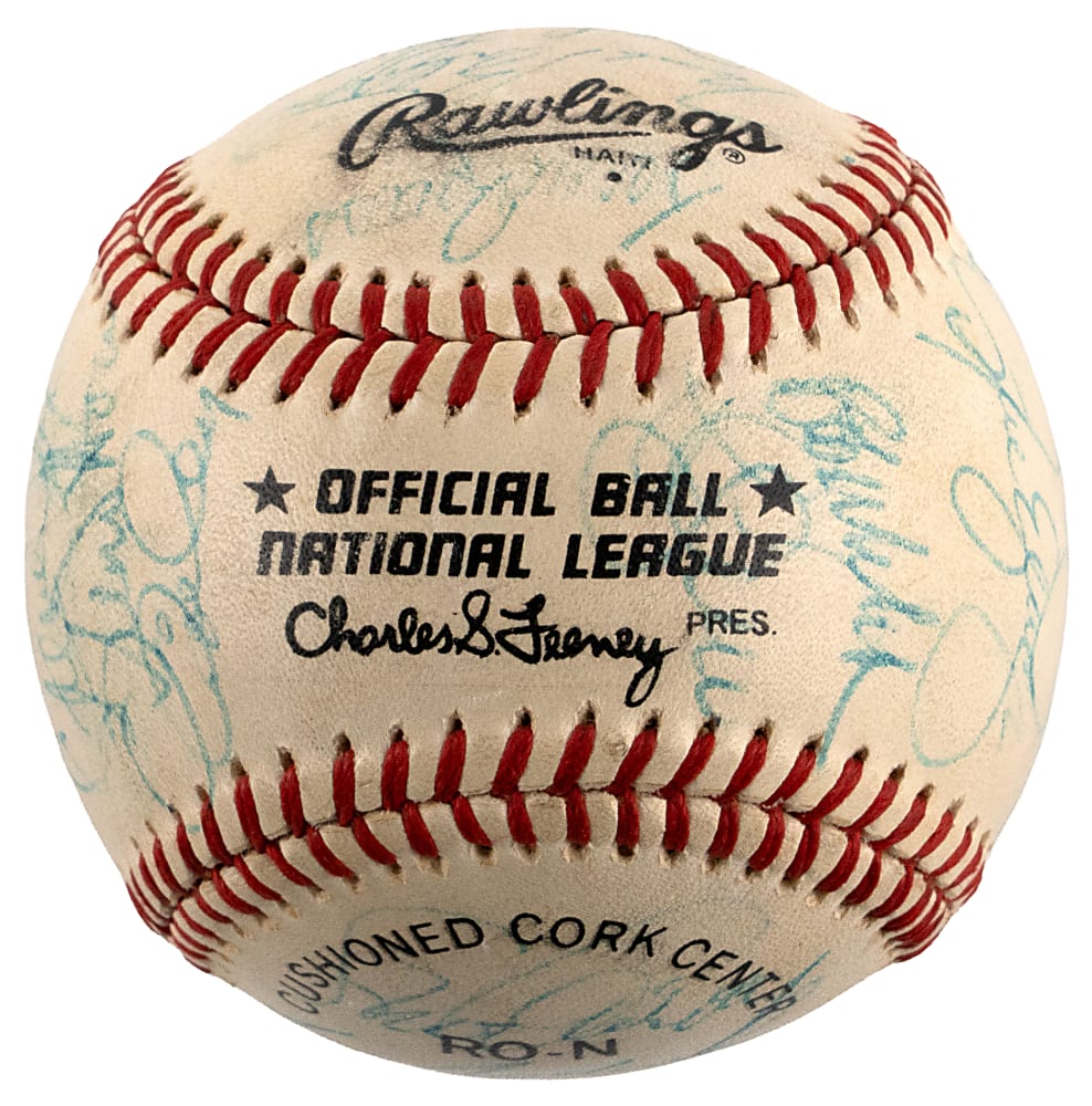 1982 Los Angeles Dodgers Team-Signed ONL/Feeney Baseball with (28) Signatures Including Lasorda, Valenzuela & Garvey Plus Full JSA LOA