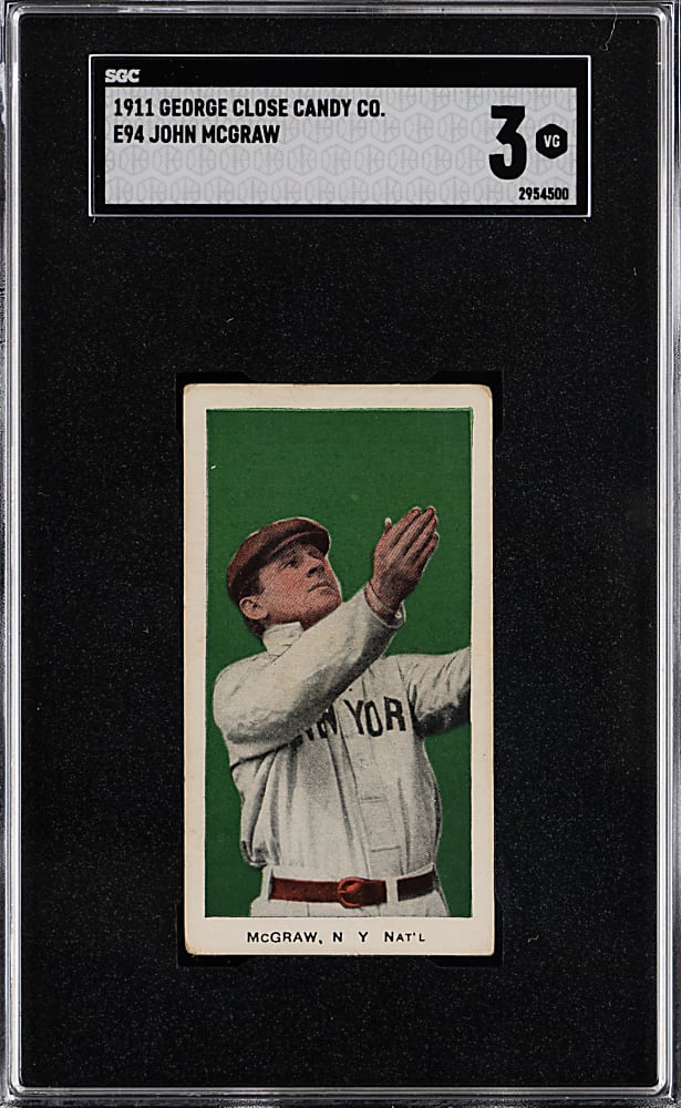 1911 E94 George Close Candy Co. John McGraw SGC VG 3