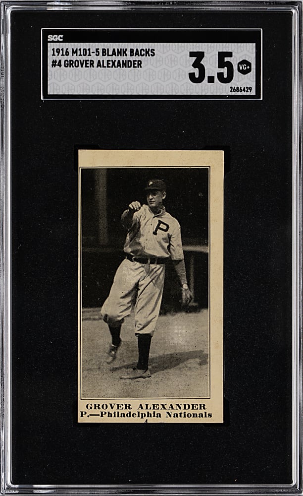 1916 M101-5 #4 Blank Backs Grover Alexander SGC VG+ 3.5