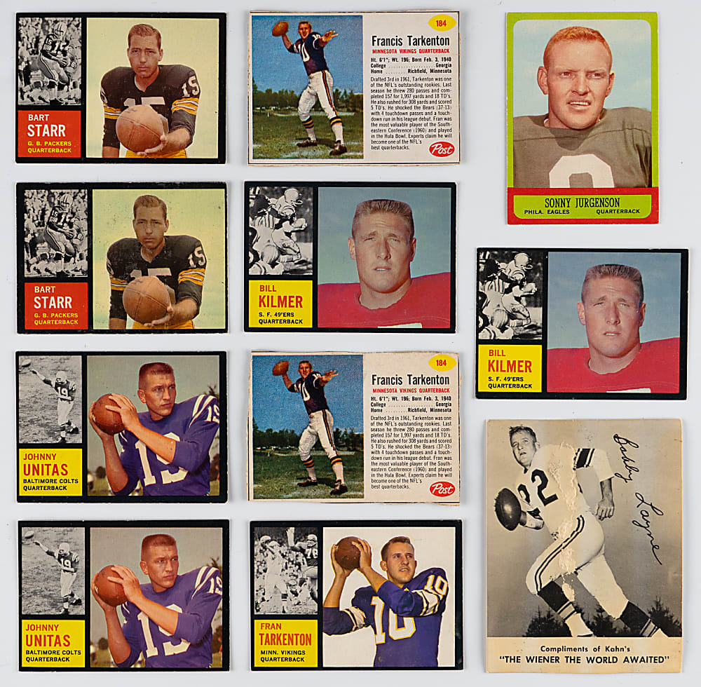 1961-1963 Football Shoebox Collection (273) with (50+) Hall of Famers Including (3) Fran Tarkenton Rookies