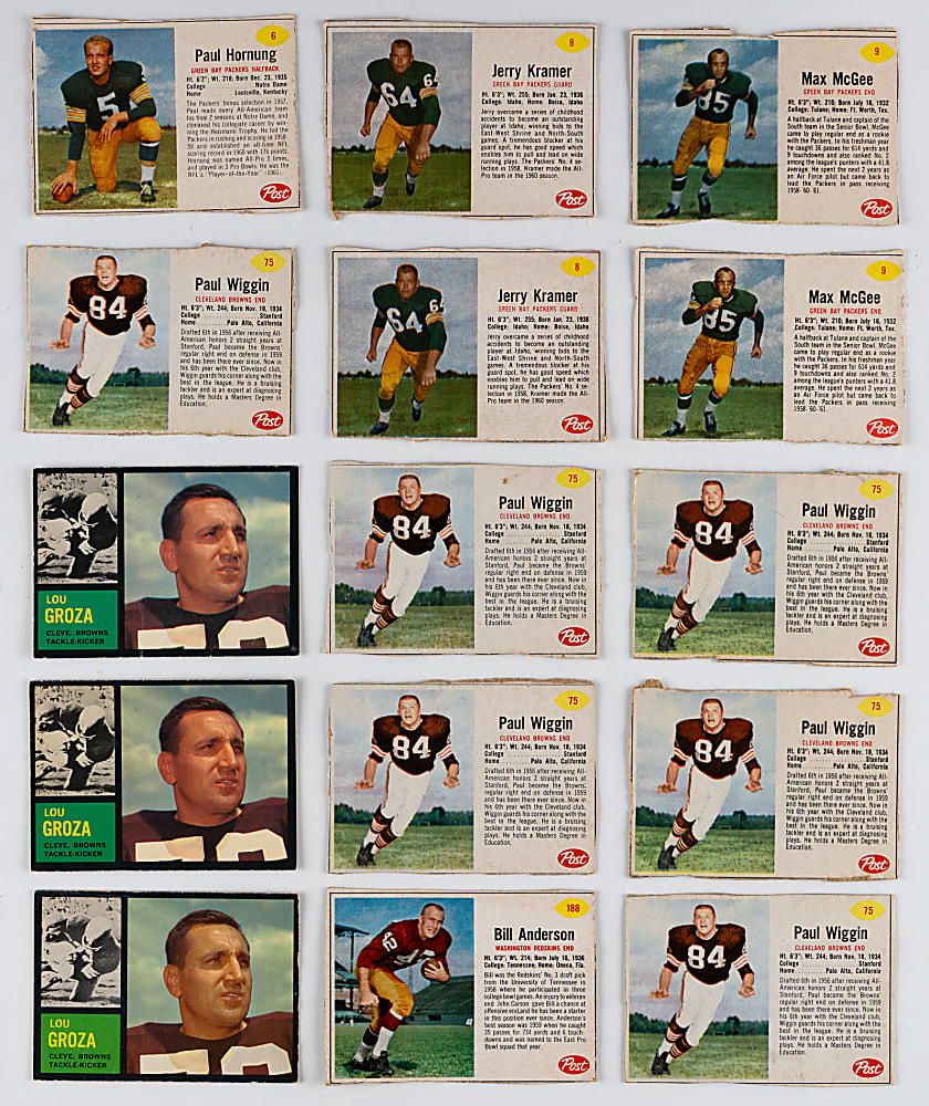 1961-1963 Football Shoebox Collection (273) with (50+) Hall of Famers Including (3) Fran Tarkenton Rookies