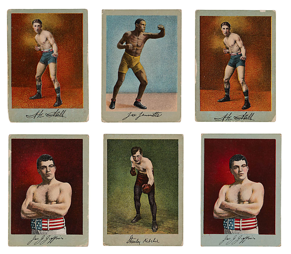 1910-1911 T225 Prize Fight Series No. 101 Khedivial/Surbrug Complete Set (25) Plus Extra Abe Attell & Jim Jeffries - (27 Total Cards)