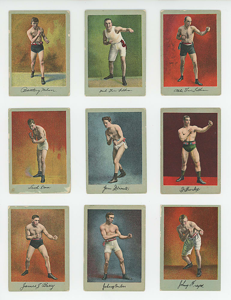1910-1911 T225 Prize Fight Series No. 101 Khedivial/Surbrug Complete Set (25) Plus Extra Abe Attell & Jim Jeffries - (27 Total Cards)