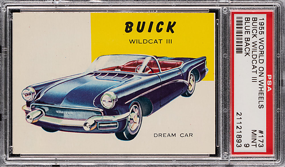 1955 Topps World on Wheels #173 Buick Wildcat III High Number (Blue Back) PSA MINT 9 (Population 2, None Higher)