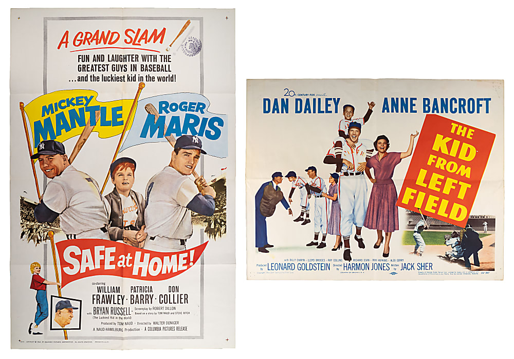 1950s-1960s Original Baseball Movie Poster Pair with 1962 "Safe at Home" One Sheet