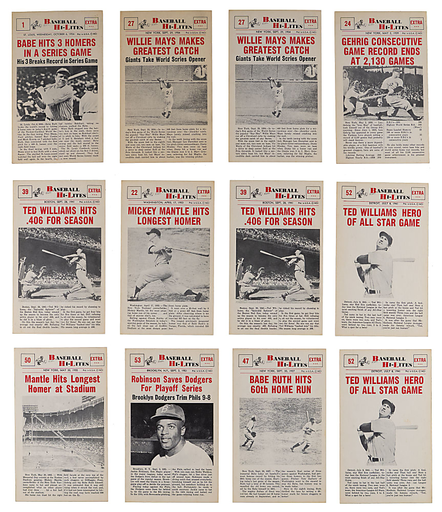1960 Nu-Card Baseball Hi-Lites Collection (106) with Near Complete Set (70/72) & Starter Set (33/72) Plus Duplicates