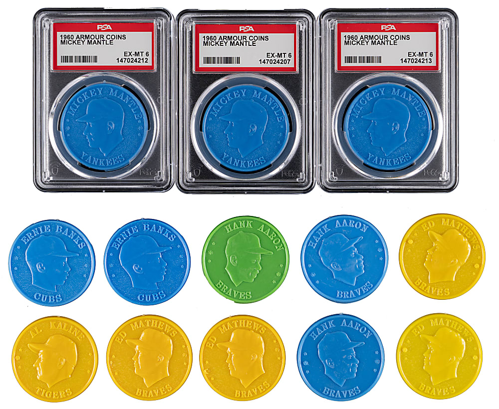 1959 & 1960 Armour Coins Collection (265) with (61) Hall of Famers Including (3) PSA EX-MT 6 Mickey Mantle & Near Complete Sets