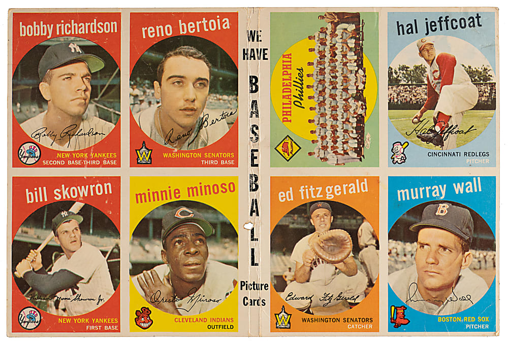 1959 Topps Series One Point-of-Sale Advertising Panel (8 cards) with Minoso, Richardson & Skowron
