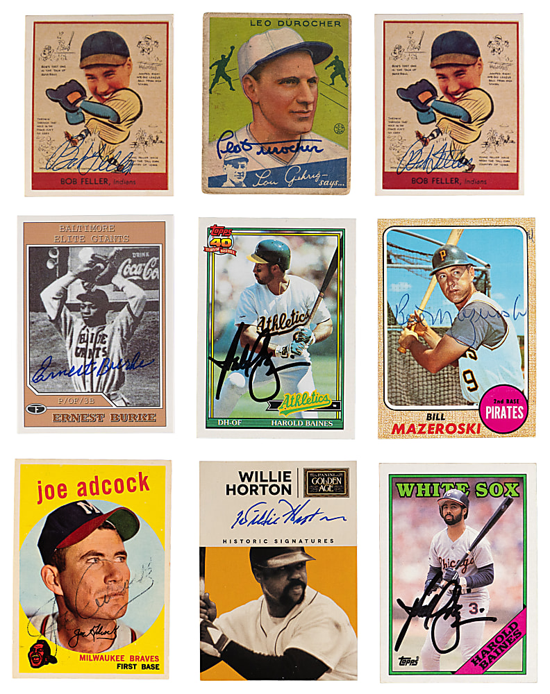 1933-2014 Signed Baseball Cards (23) with (6) Hall of Famers Including 1933 Goudey #7 Leo Durocher