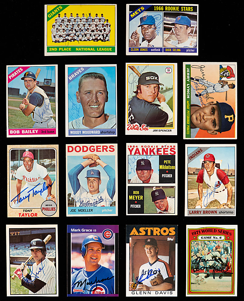 1933-2014 Signed Baseball Cards (23) with (6) Hall of Famers Including 1933 Goudey #7 Leo Durocher