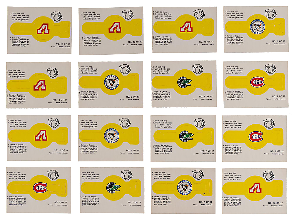 1973-1974 O-Pee-Chee Hockey Team Crest Rings Hoard (318) with (12) Complete Sets - Clean!
