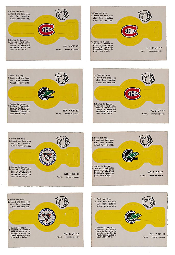 1973-1974 O-Pee-Chee Hockey Team Crest Rings Hoard (318) with (12) Complete Sets - Clean!