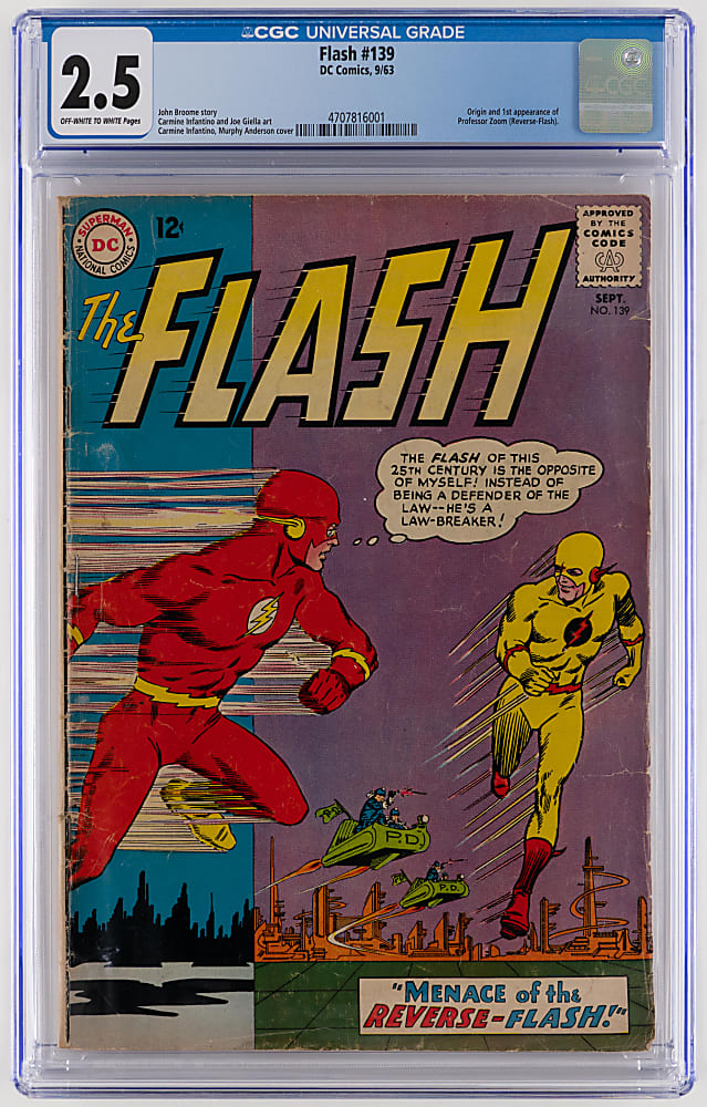 1963 DC Comics The Flash #1 First Appearance of Professor Zoom (Reverse-Flash) - CGC 2.5
