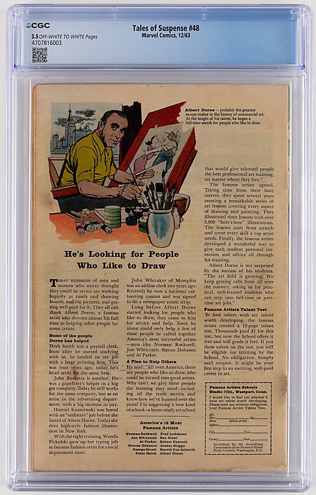 1963 Marvel Comics Tales of Suspence #48 New Iron Man Armor - CGC 3.5