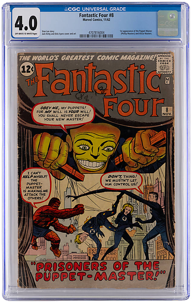 1962 Marvel Comics Fantastic Four #8 First Puppet Master - CGC 4.0