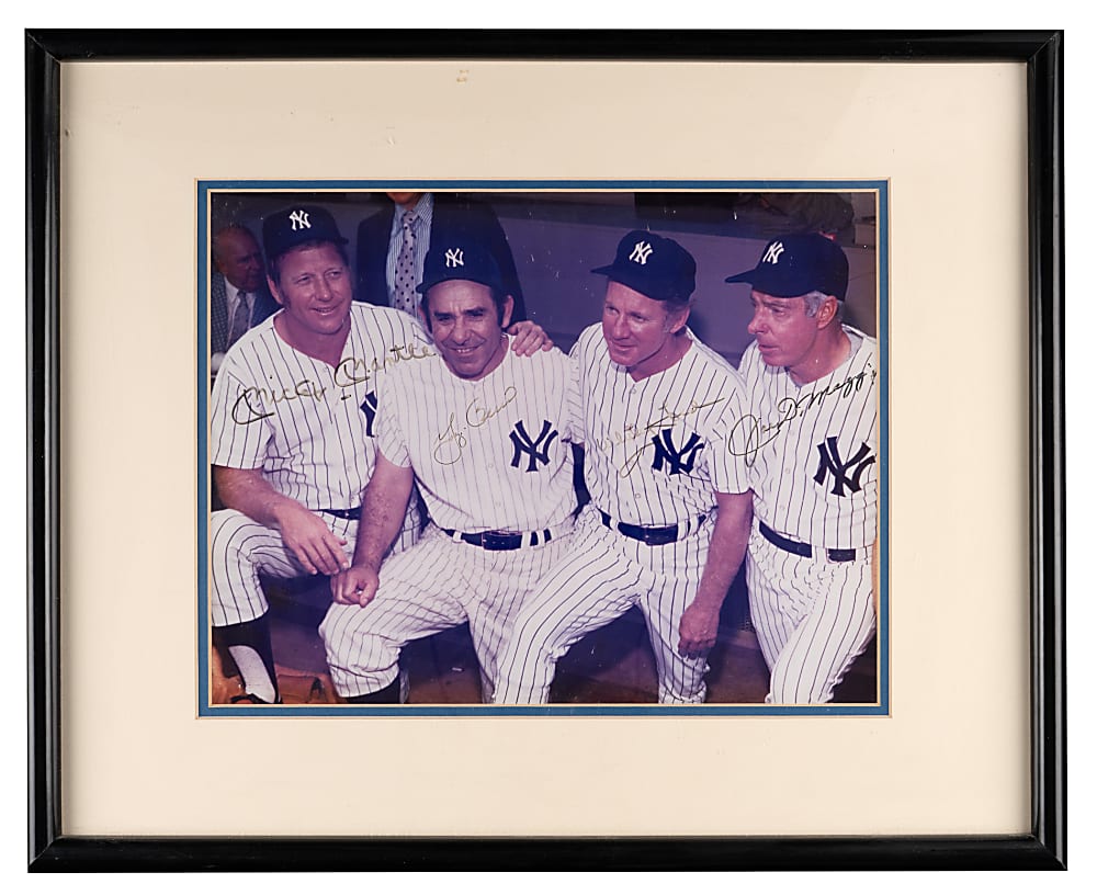 New York Yankees Legends Multi-Signed Photograph Display with Mantle, DiMaggio, Berra & Ford