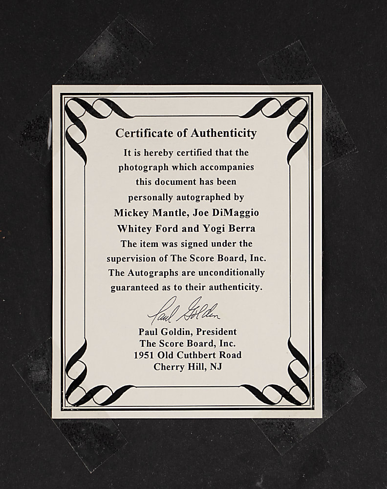 New York Yankees Legends Multi-Signed Photograph Display with Mantle, DiMaggio, Berra & Ford