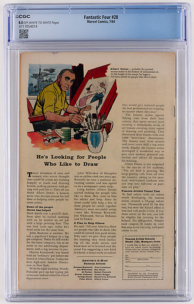 1964 Marvel Comics Fantastic Four #28 Fantastic Four Versus X-Men - CGC 8.0
