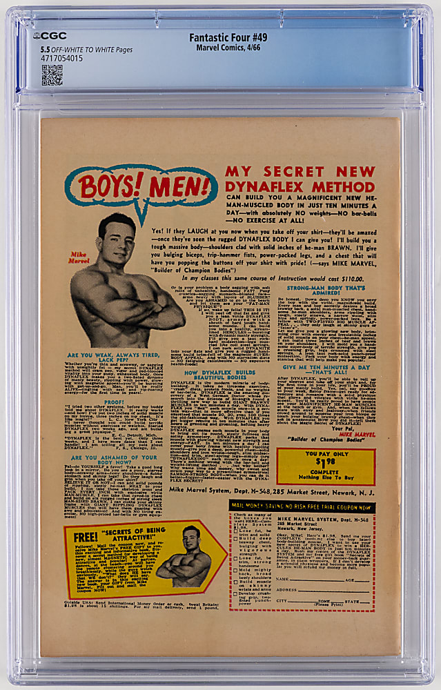 1966 Marvel Comics Fantastic Four #49 First Galactus - CGC 5.5