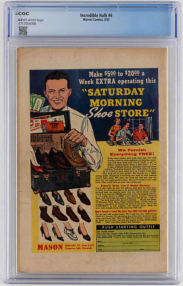 1963 Marvel Comics Incredible Hulk #6 First Teen Brigade and Metal Master - CGC 4.0