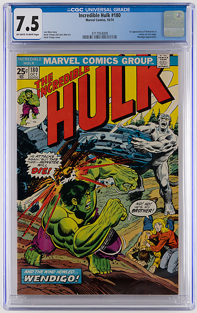1974 Marvel Comics Incredible Hulk #180 First Cameo Appearance of Wolverine - CGC 7.5