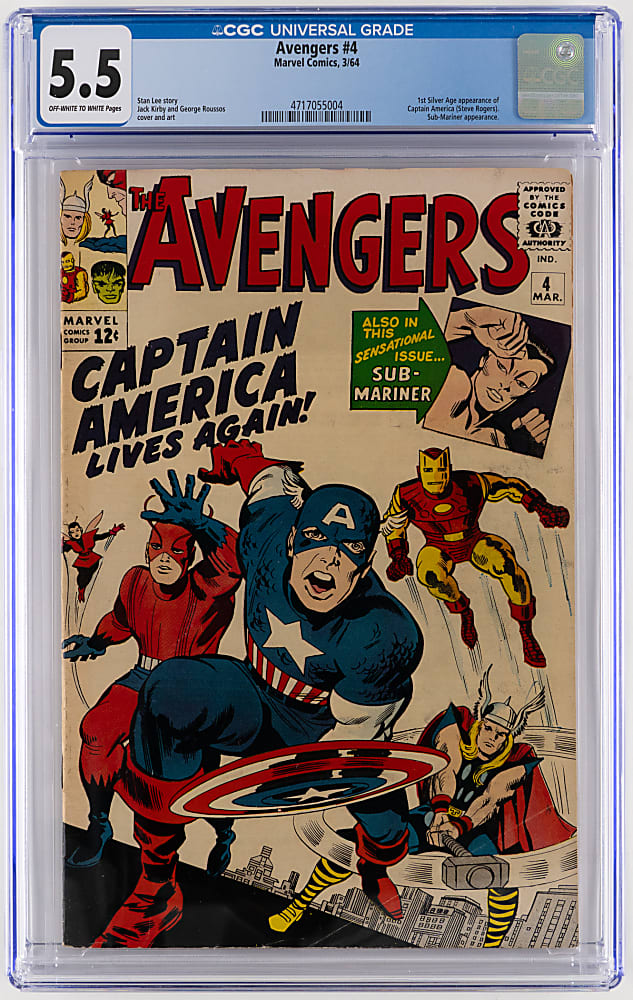 1964 Marvel Comics The Avengers #4 First Silver Age Captain America - CGC 5.5