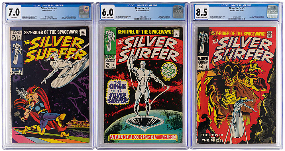 1968-1970 Marvel Comics Silver Surfer Volume 1 Complete Run (18) with CGC Graded #1 Origin 6.0, #3 First Mephisto 8.5 & #4 Classic Thor Cover 7.0