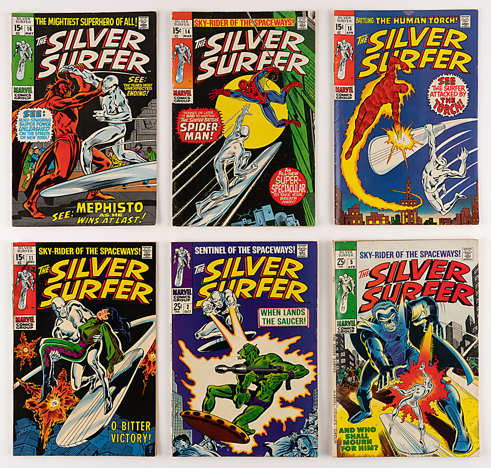 1968-1970 Marvel Comics Silver Surfer Volume 1 Complete Run (18) with CGC Graded #1 Origin 6.0, #3 First Mephisto 8.5 & #4 Classic Thor Cover 7.0