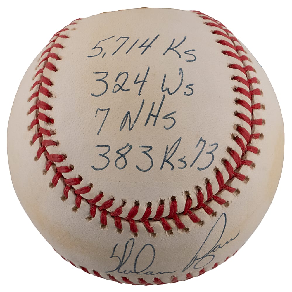 Nolan Ryan Signed & 6-Times Inscribed LE (#197/324) OAL/Budig Baseball - JSA